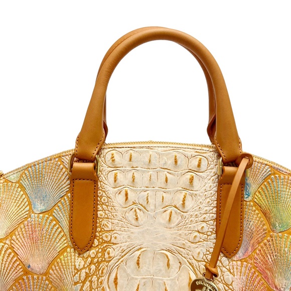 Brahmin Large Duxbury Satchel Scallop Bondi Pastel Seashell Embossed Leather - Picture 7 of 13